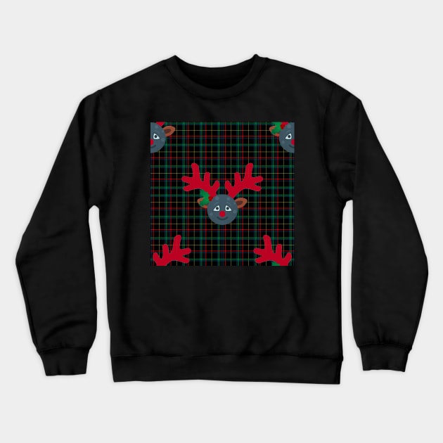 plaid christmas reindeer moon emoji Crewneck Sweatshirt by gossiprag